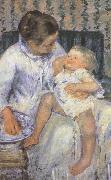 Mary Cassatt Mother about to wash her sleepy child oil painting reproduction